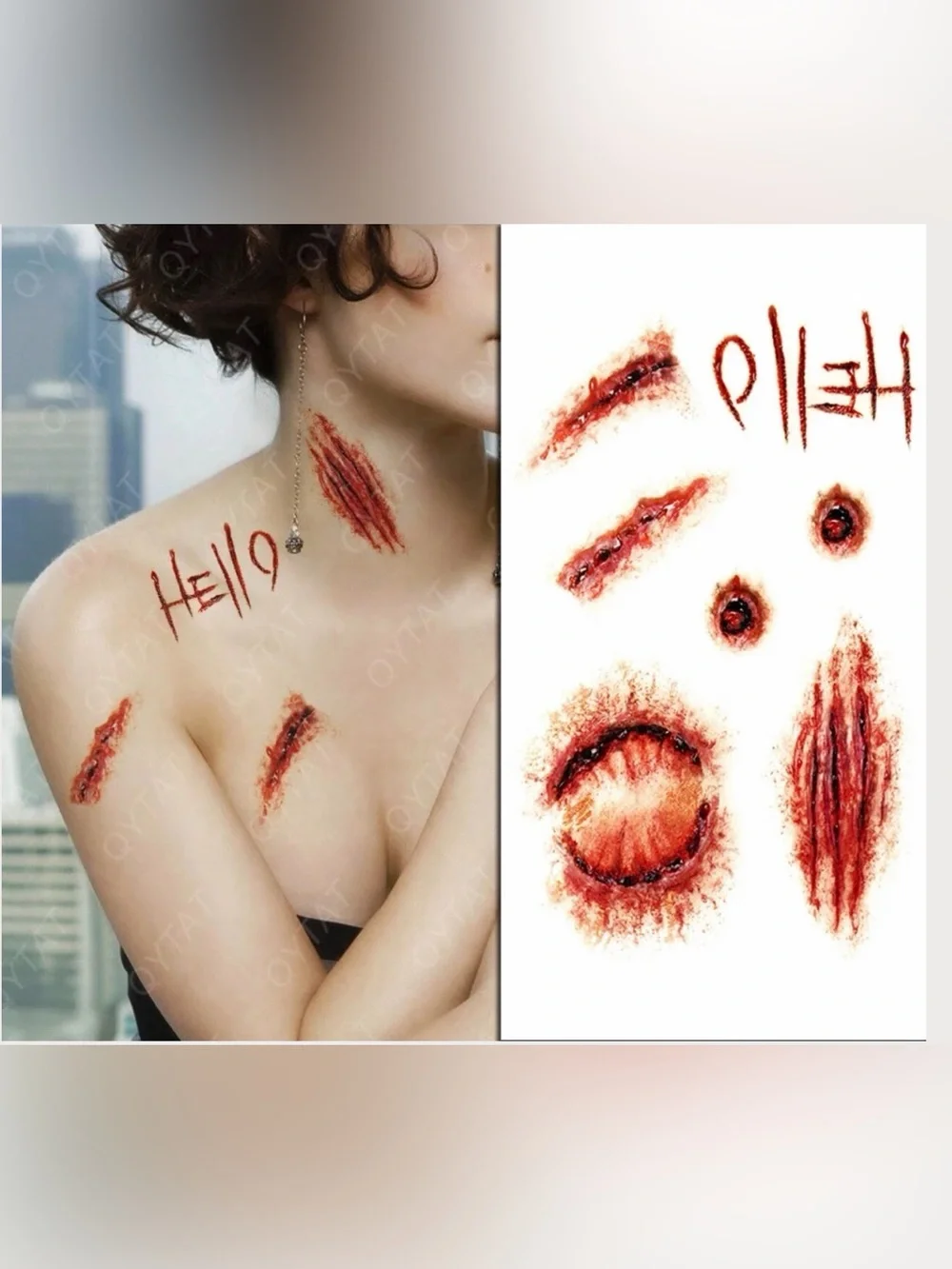 Temporary Special Effects Makeup Wound Tattoo Stickers - Red
